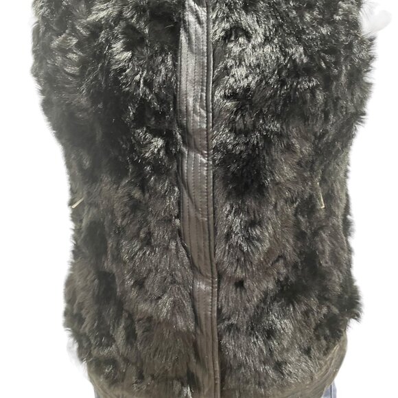Chic Black Furry M Vest Zip-Up Winter Cozy Hippie Boho Chic Versatile Plush Warm - Picture 10 of 11